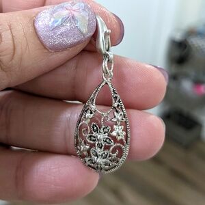 Sterling Silver Floral Marcasite Pendant
